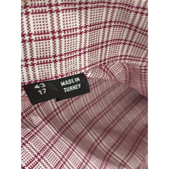 BOSS slim-fit shirt in checked performance-stretch Travel21material pink SZE 17 - Picture 6 of 8